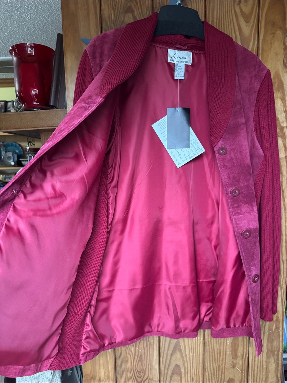 Linea by Louis Dell'Olio Cranberry Shawl-Collar Button Suede jacket - Picture 11 of 11